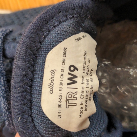 Allbirds Navy Tree Runner Sneakers Size 9 - Picture 8 of 12